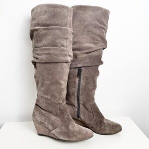 Vintage Colin Stuart suede wedge slouch boot grey size 6